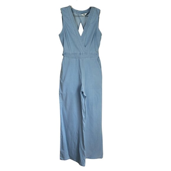 Jack by BB Dakota Suko Blue Chambray Jumpsuit Wide Leg - Picture 4 of 16